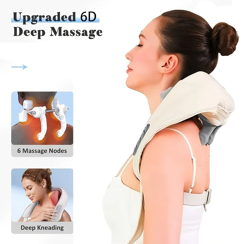 Ultimate Electric Wireless Neck and Shoulder Massager - Shiatsu Kneading Massage Shawl with Brushless Motor for Relaxation and Relief
