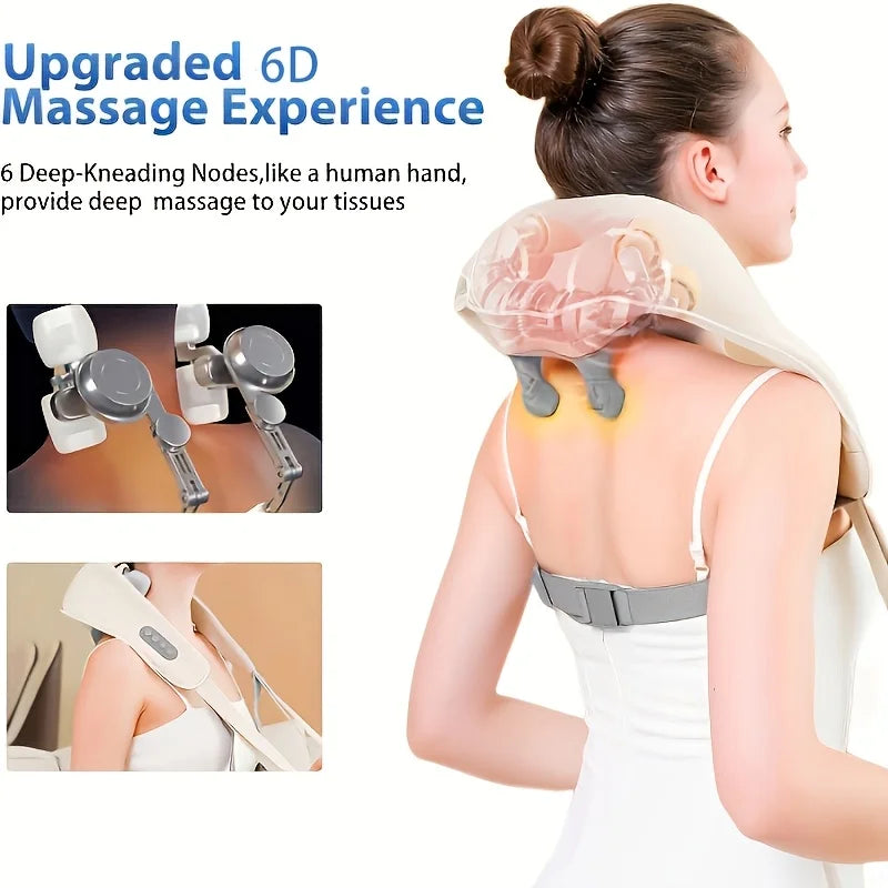 Ultimate Electric Wireless Neck and Shoulder Massager - Shiatsu Kneading Massage Shawl with Brushless Motor for Relaxation and Relief